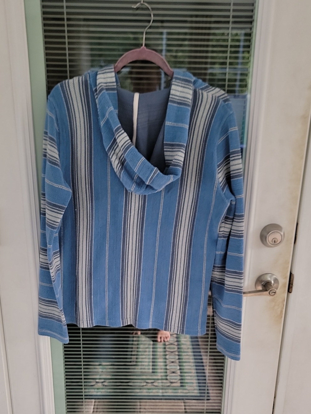 Faherty Terry Hooded Poncho Montauk Blue Serape Sz M - Picture 3 of 13